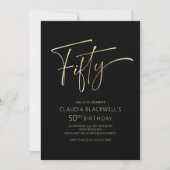 Moderne minimalistische zwart goud 50ste verjaarda kaart (Voorkant)
