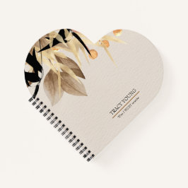 Moderne minimalistische zwart gouden bloemen elega notitieboek