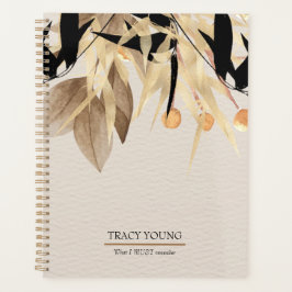 Moderne minimalistische zwart gouden bloemen elega planner