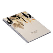 Moderne minimalistische zwart gouden bloemspiraal notitieboek (Rechterzijde)