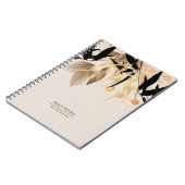 Moderne minimalistische zwart gouden bloemspiraal notitieboek (Linkerzijde)