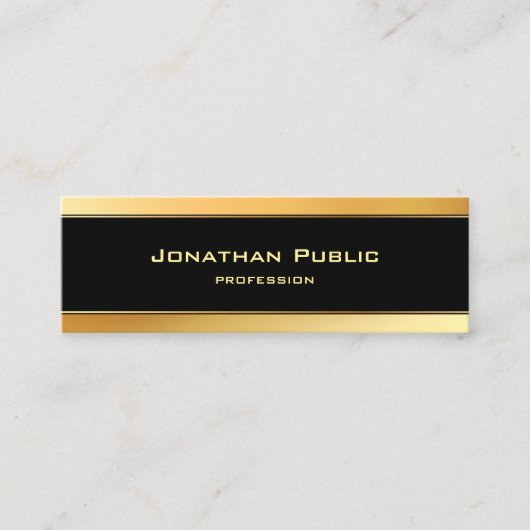 Moderne minimalistische zwart-gouden elegante Sjab Mini Visitekaartje (Voorkant)