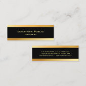 Moderne minimalistische zwart-gouden elegante Sjab Mini Visitekaartje (Voorkant / Achterkant)