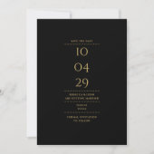 Moderne minimalistische zwart-gouden trouwfoto save the date (Voorkant)