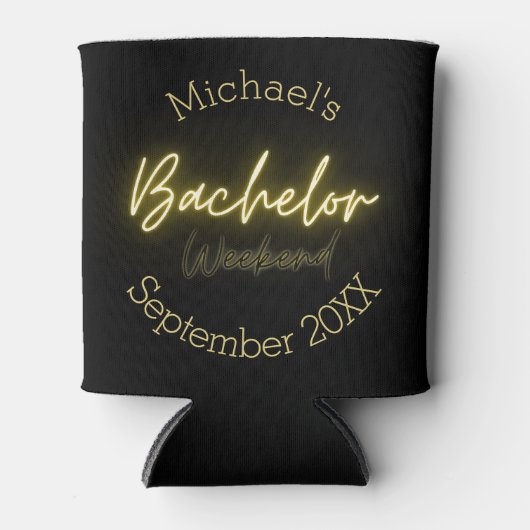 Moderne minimalistische zwart-gouden vrijgezellenf blikjeskoeler (Voorkant)