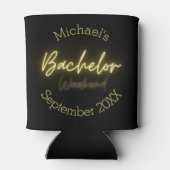 Moderne minimalistische zwart-gouden vrijgezellenf blikjeskoeler (Achterkant)