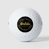 Moderne minimalistische zwart-gouden vrijgezellenf golfballen (Voorkant)
