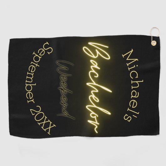 Moderne minimalistische zwart-gouden vrijgezellenf golfhanddoek (Horizontaal)