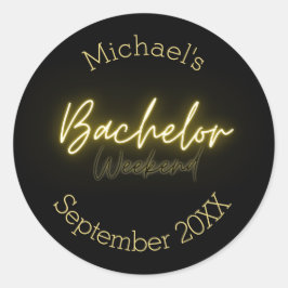 Moderne minimalistische zwart-gouden vrijgezellenf ronde sticker