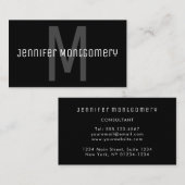 Moderne minimalistische zwart grijs wit monogram visitekaartje (Voorkant / Achterkant)