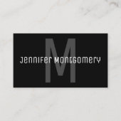 Moderne minimalistische zwart grijs wit monogram visitekaartje (Voorkant)