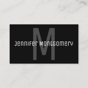 Moderne minimalistische zwart grijs wit monogram visitekaartje
