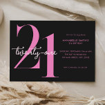 Moderne minimalistische zwart roze 21ste verjaarda kaart<br><div class="desc">Moderne minimalistische 21ste verjaardagsuitnodiging met eenvoudig design met een stijlvol design en elegant script.</div>