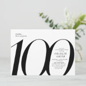 Moderne minimalistische zwart-wit 100e verjaardag kaart (Staand voorkant)