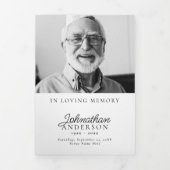 Moderne minimalistische zwart-wit 10-foto begrafen drieluik programma (Cover)