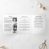 Moderne Minimalistische Zwart&Wit 10-Foto Funeral Drieluik Programma (Binnen)