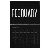 Moderne minimalistische zwart-wit 2024 kalender (Feb 2027)