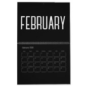 Moderne minimalistische zwart-wit 2024 kalender (Feb 2026)