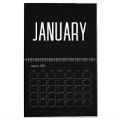 Moderne minimalistische zwart-wit 2024 kalender (Jan 2026)