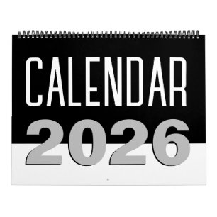 Moderne minimalistische zwart-wit 2024 kalender
