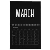 Moderne minimalistische zwart-wit 2024 kalender (Mar 2026)
