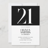 Moderne minimalistische zwart-wit 21e verjaardag kaart (Voorkant)