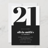 Moderne minimalistische zwart-wit 21e verjaardag kaart (Voorkant)