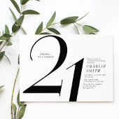 Moderne minimalistische zwart-wit 21e verjaardag kaart