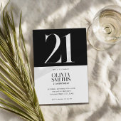 Moderne minimalistische zwart-wit 21e verjaardag kaart