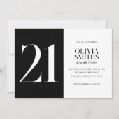 Moderne minimalistische zwart-wit 21e verjaardag kaart (Voorkant)