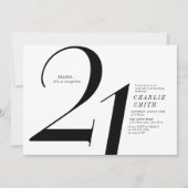 Moderne minimalistische zwart-wit 21e verjaardag kaart (Voorkant)