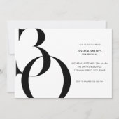 Moderne minimalistische zwart-wit 30e verjaardag kaart (Voorkant)