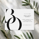 Moderne minimalistische zwart-wit 30e verjaardag kaart<br><div class="desc">Moderne minimalistische 30e verjaardag uitnodiging met eenvoudig ontwerp met chique typografie en elegant script.</div>