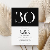 Moderne minimalistische zwart-wit 30e verjaardag kaart