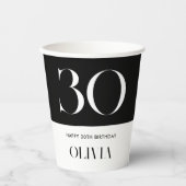 Moderne minimalistische zwart-wit 30e verjaardag papieren bekers (Voorkant)