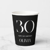 Moderne minimalistische zwart-wit 30e verjaardag papieren bekers (Achterkant)