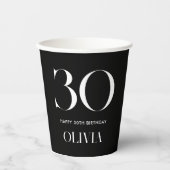 Moderne minimalistische zwart-wit 30e verjaardag papieren bekers (Voorkant)
