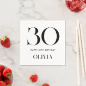 Moderne minimalistische zwart-wit 30e verjaardag servet (Insitu)