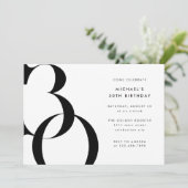 Moderne minimalistische zwart wit 30e verjaardagsf kaart (Staand voorkant)