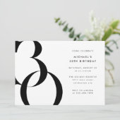 Moderne minimalistische zwart wit 30e verjaardagsf kaart (Staand voorkant)