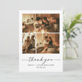 Moderne minimalistische zwart-wit 3 fotocollage bedankkaart (Staand voorkant)