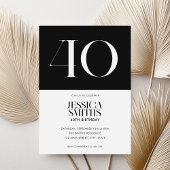 Moderne minimalistische zwart-wit 40e verjaardag kaart