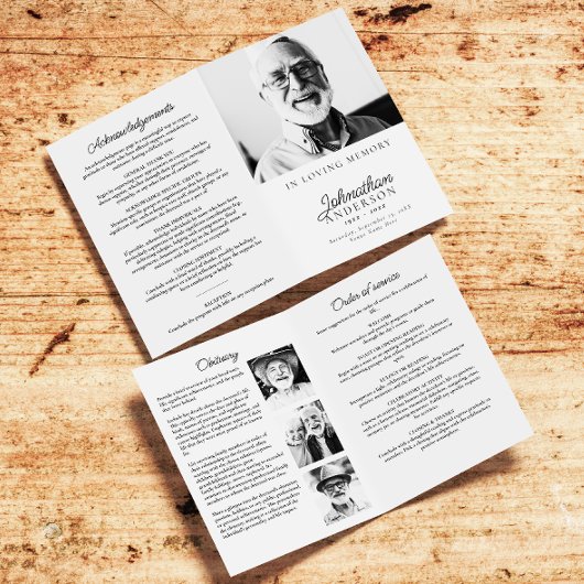 Moderne minimalistische zwart-wit 4-foto gevouwen programma