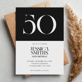 Moderne minimalistische zwart-wit 50ste verjaardag kaart
