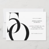 Moderne minimalistische zwart-wit 50ste verjaardag kaart (Voorkant)