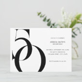 Moderne minimalistische zwart-wit 50ste verjaardag kaart (Staand voorkant)