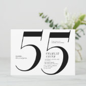 Moderne minimalistische zwart-wit 55e verjaardag kaart (Staand voorkant)