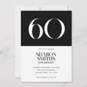 Moderne minimalistische zwart-wit 60e verjaardag kaart (Voorkant)