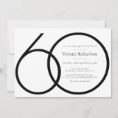 Moderne minimalistische zwart wit 60e verjaardagsf kaart (Voorkant)