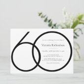 Moderne minimalistische zwart wit 60e verjaardagsf kaart (Staand voorkant)
